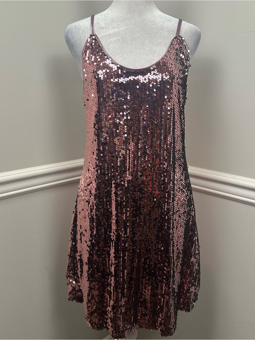 Allegra K Mauve Sequin Mini Dress S NWTS